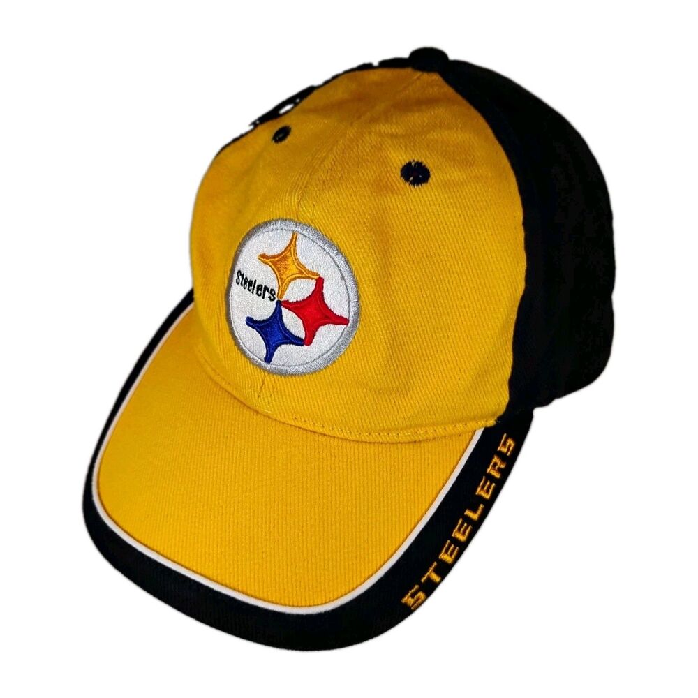 VTG Vintage NFL Pittsburgh Steelers Raised Embroidery Ball Cap Hat Hook & Loop
